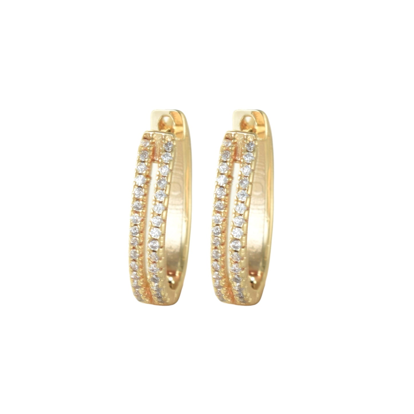 Gold Plated Huggies, CZ Gold Earrings, Oro Brasileno Aretes | Wholesale Jewelry