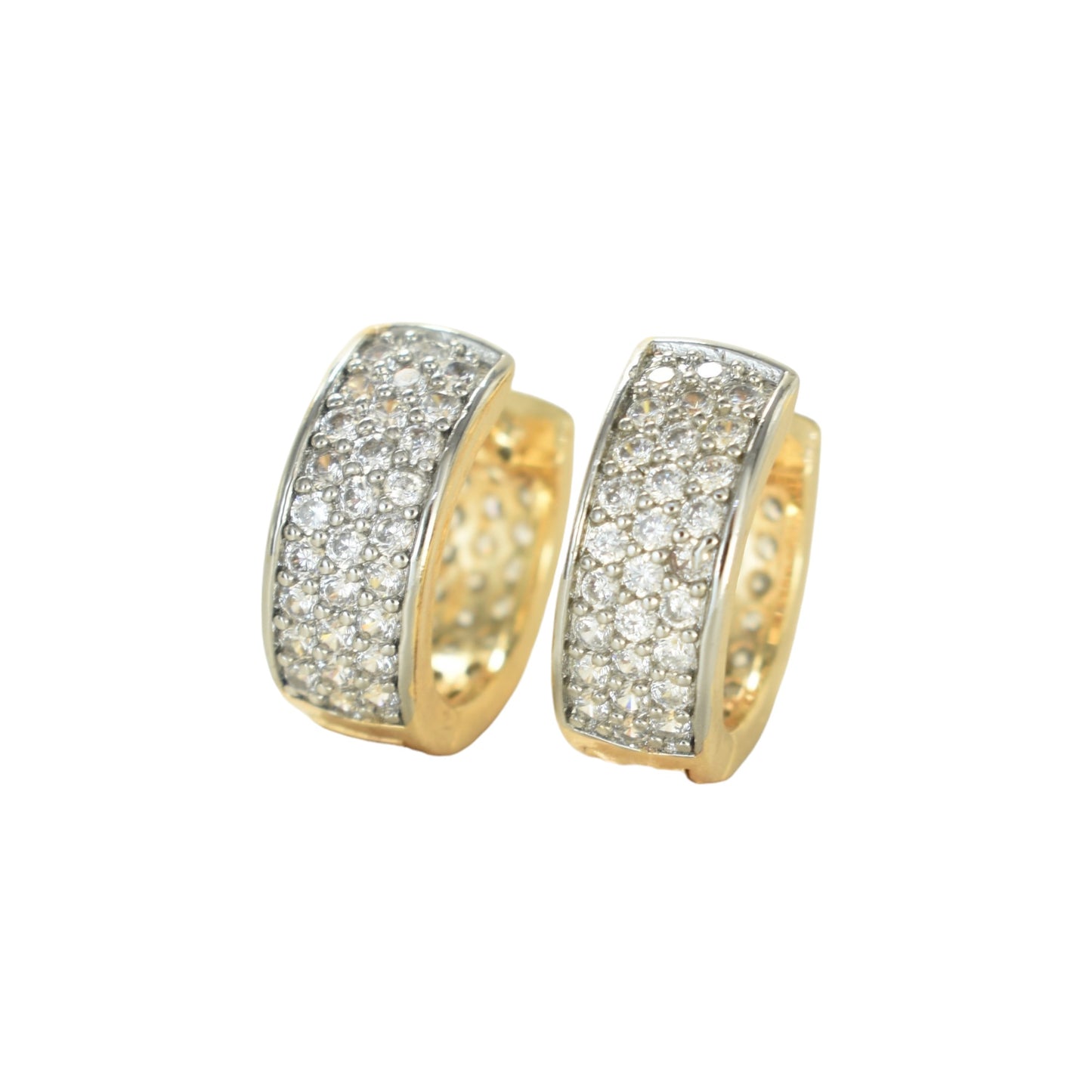 Gold Plated Huggies, CZ Gold Earrings, Oro Brasileno Aretes | Wholesale Jewelry