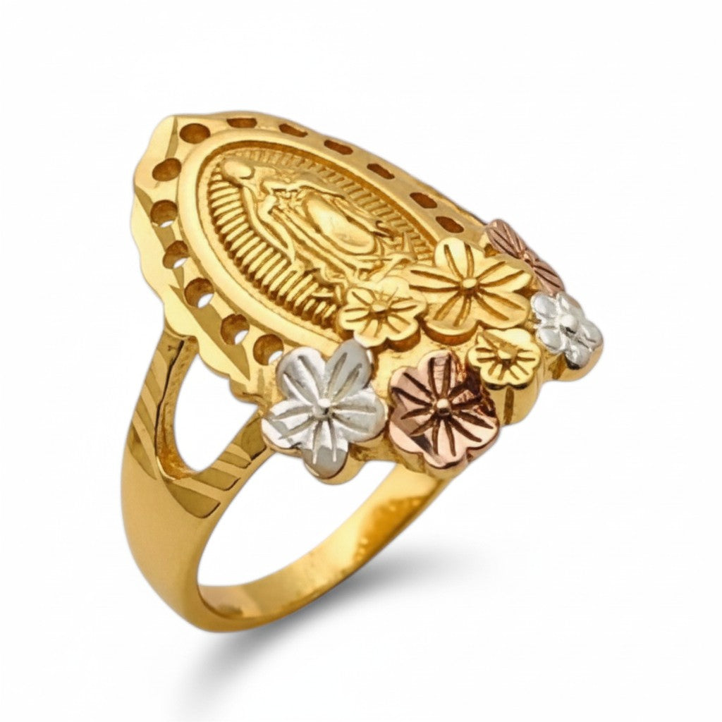 925 Silver Over Gold Virgin Mary Ring