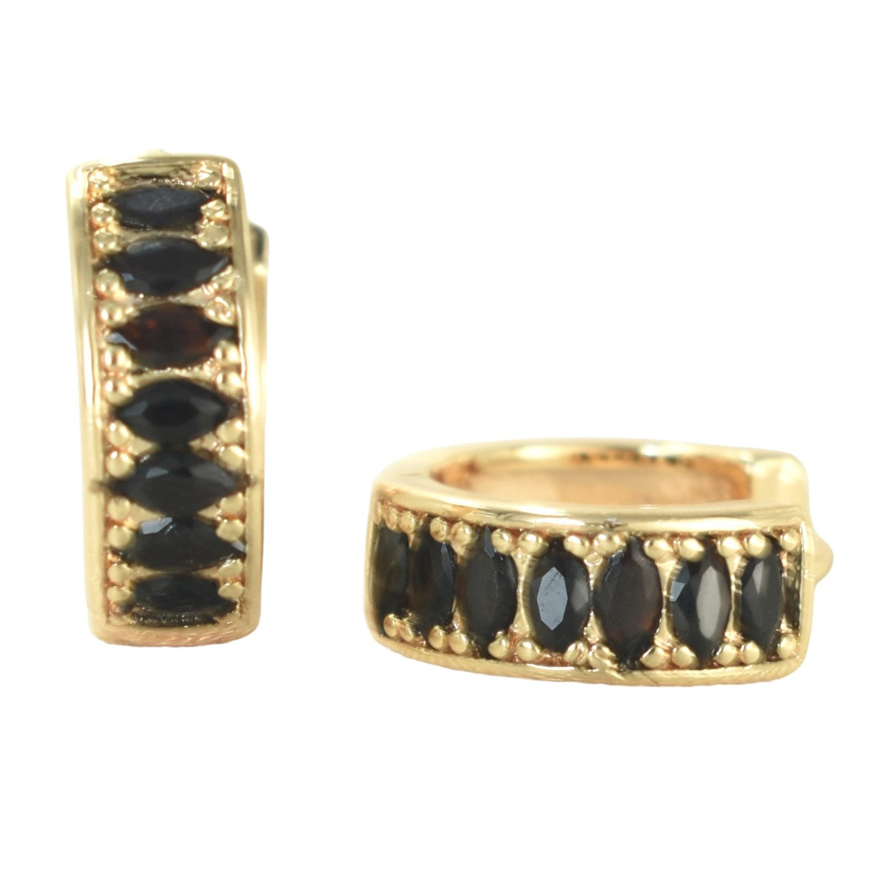 Gold Plated Huggies Hoops, CZ Gold Earrings, Oro Brasileno Aretes | Wholesale Jewelry