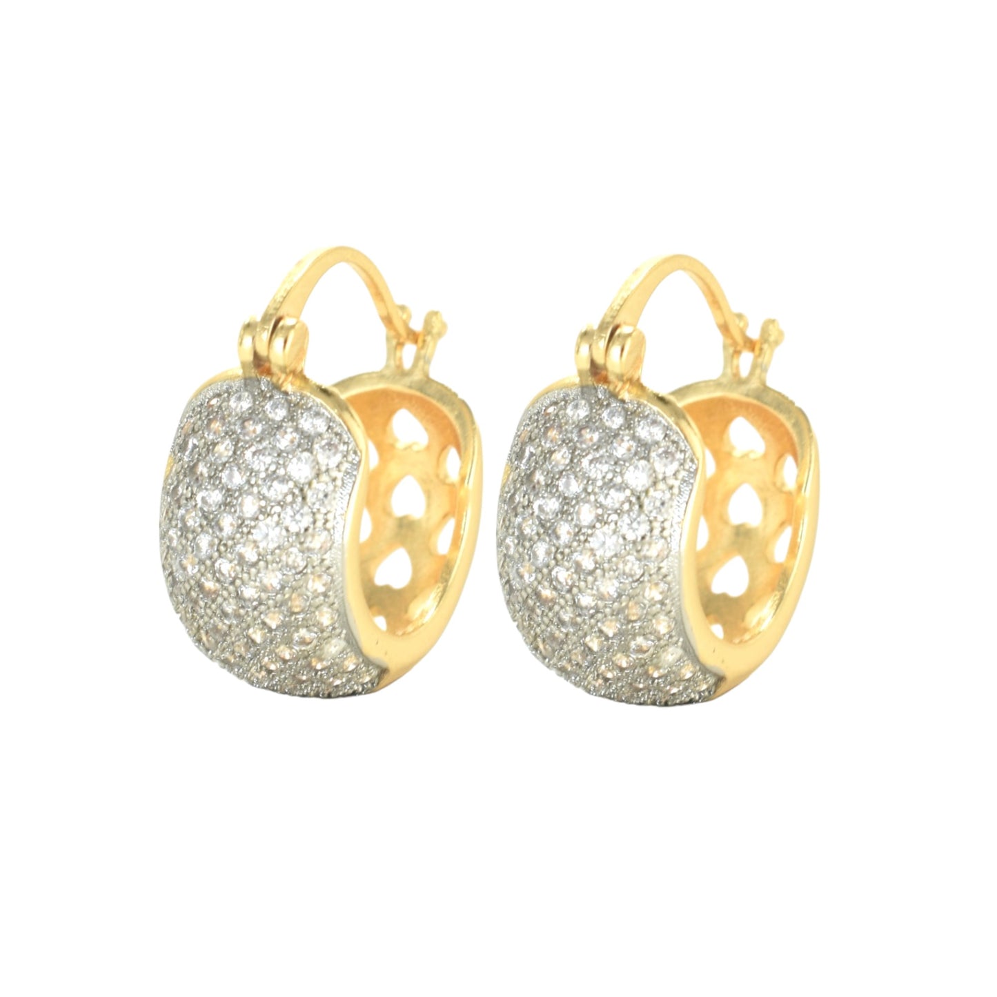 Gold Plated Huggies, CZ Gold Earrings, Oro Brasileno Aretes | Wholesale Jewelry