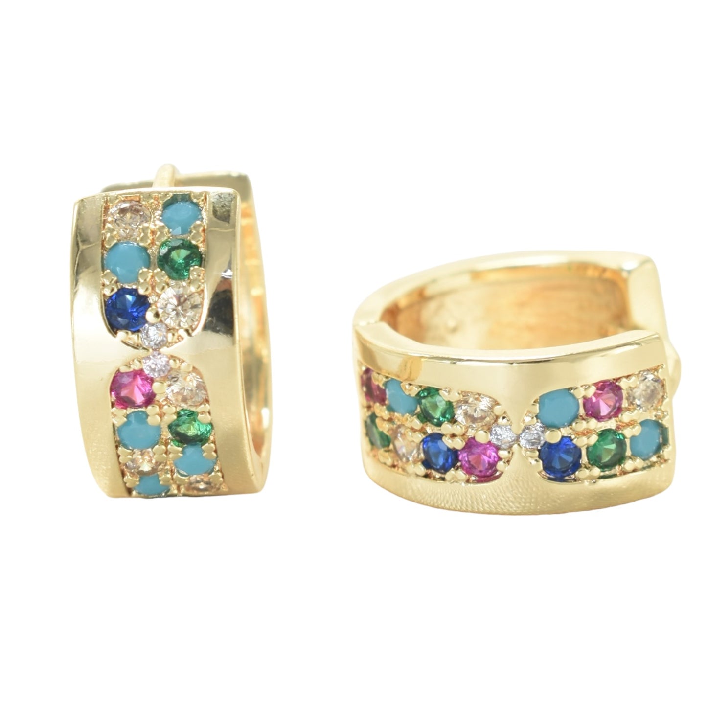 Gold Plated Huggies, CZ Gold Earrings, Oro Brasileno Aretes | Wholesale Jewelry