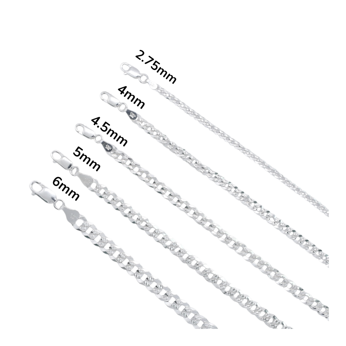 925 Sterling Silver Cuban Chain - 2.75 mm