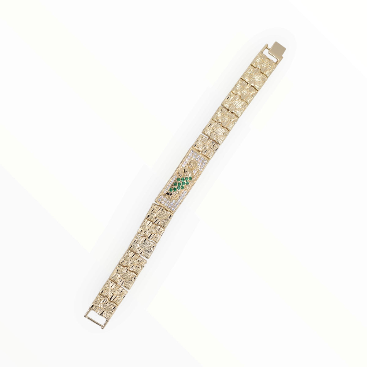 Gold Plated St. Jude Nugget Link ID Bracelet - Oro Laminado