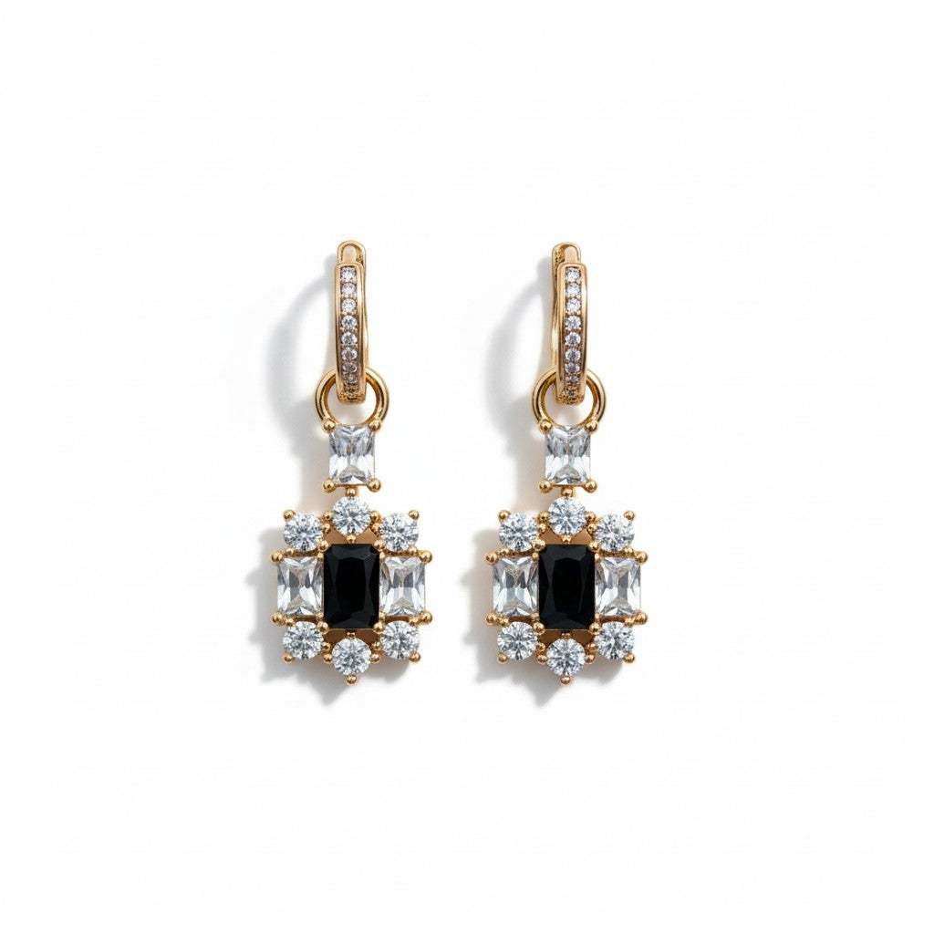 Gold Plated Dangle Earrings Cubic Zirconia (CZ)