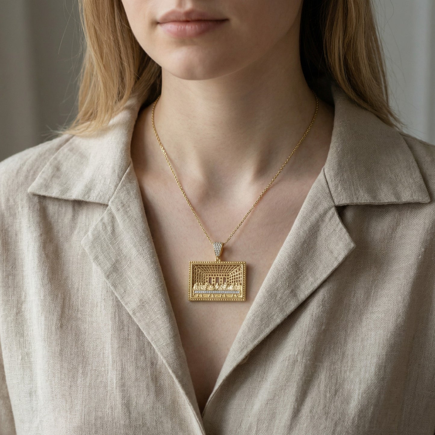 Gold Plated Jesus Last Supper Pendant - Amafhha Jewels
