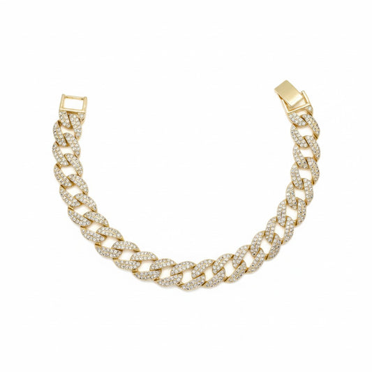Gold Plated Micro-Pave CZ Cuban Link Chain Bracelet - Oro Laminado