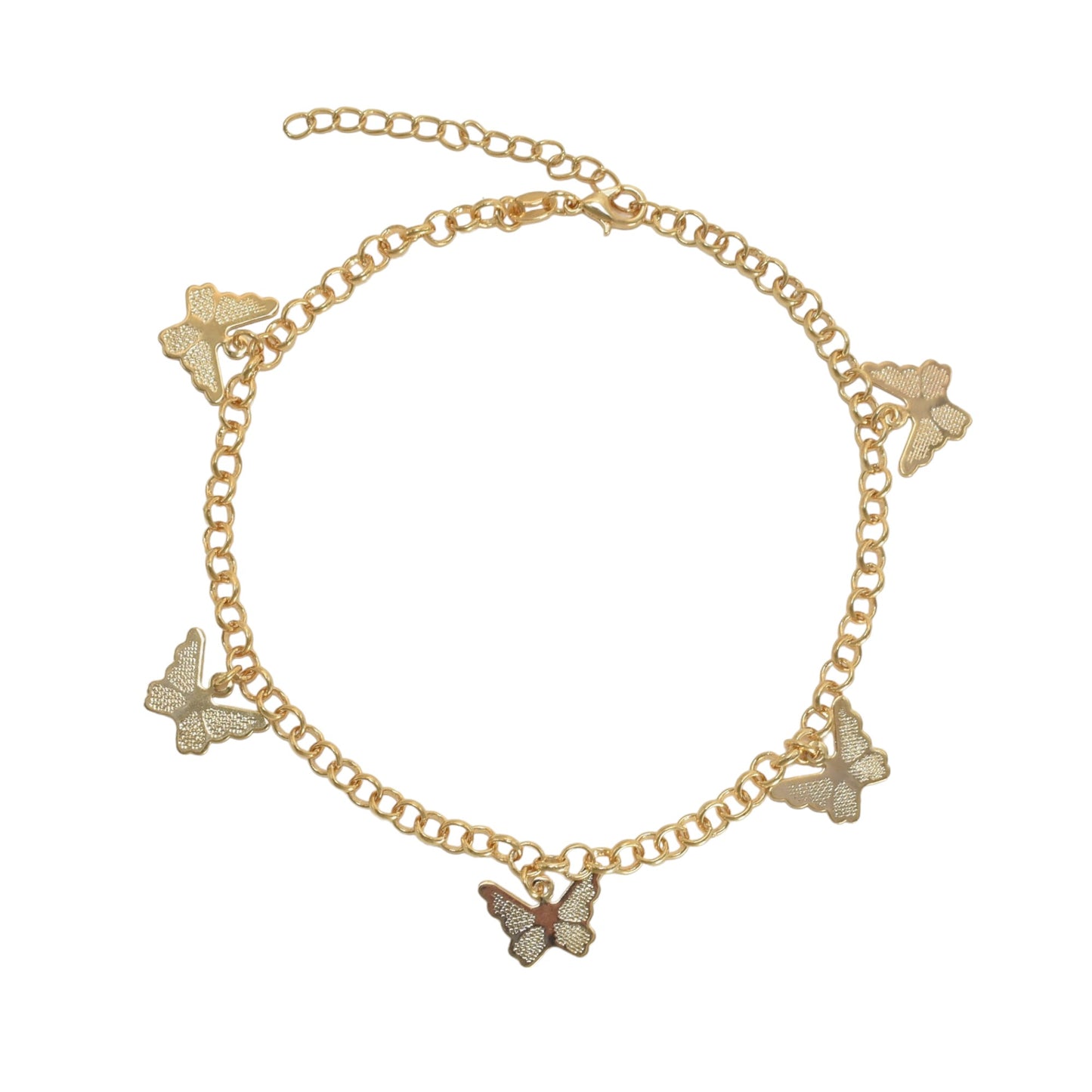 Gold Plated Butterfly Link Ladies Anklet- Oro brasileno laminado Mariposa Tobillera