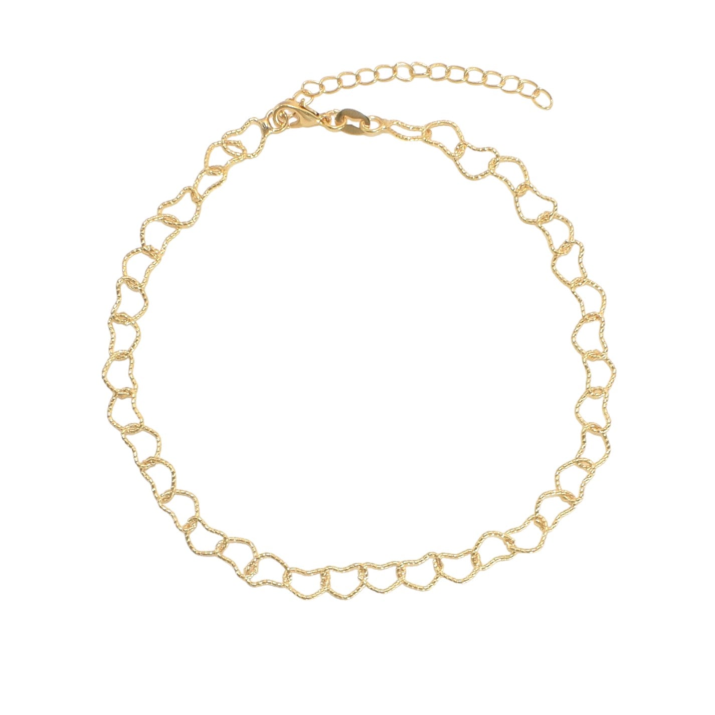 Gold Plated Heart Link Ladies Anklet- Oro brasileno laminado Tobillera