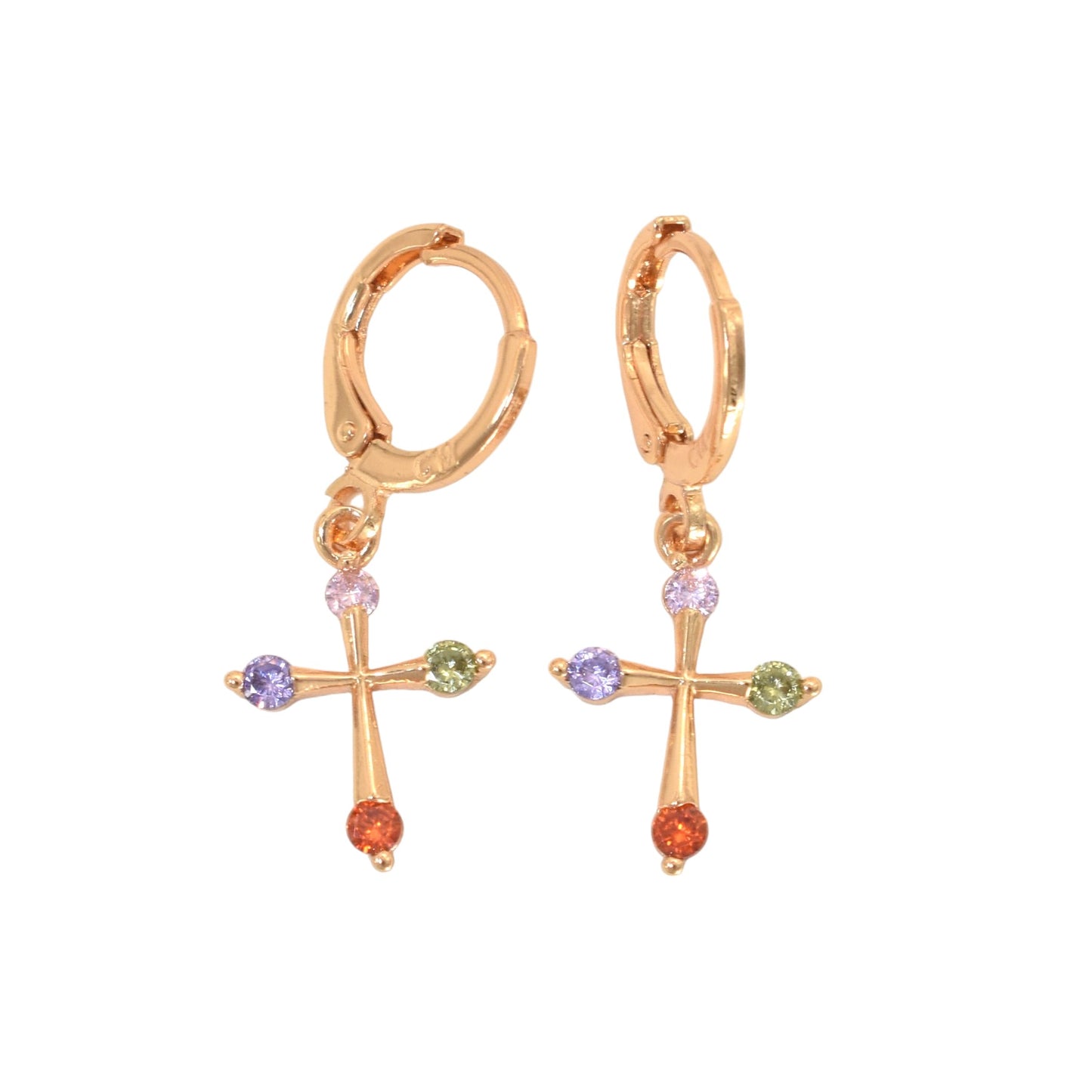 Gold Plated Huggies, CZ Gold Earrings, Oro Brasileno Aretes | Wholesale Jewelry