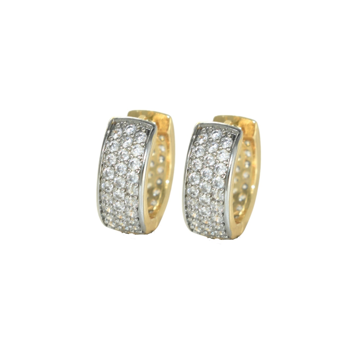Gold Plated Huggies, CZ Gold Earrings, Oro Brasileno Aretes | Wholesale Jewelry