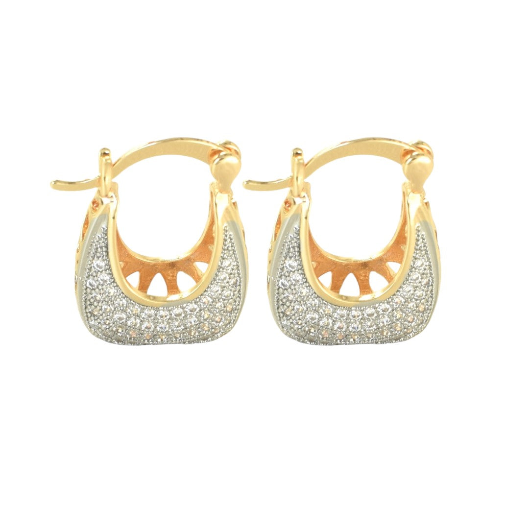 Gold Plated Huggies, CZ Gold Earrings, Oro Brasileno Aretes | Wholesale Jewelry