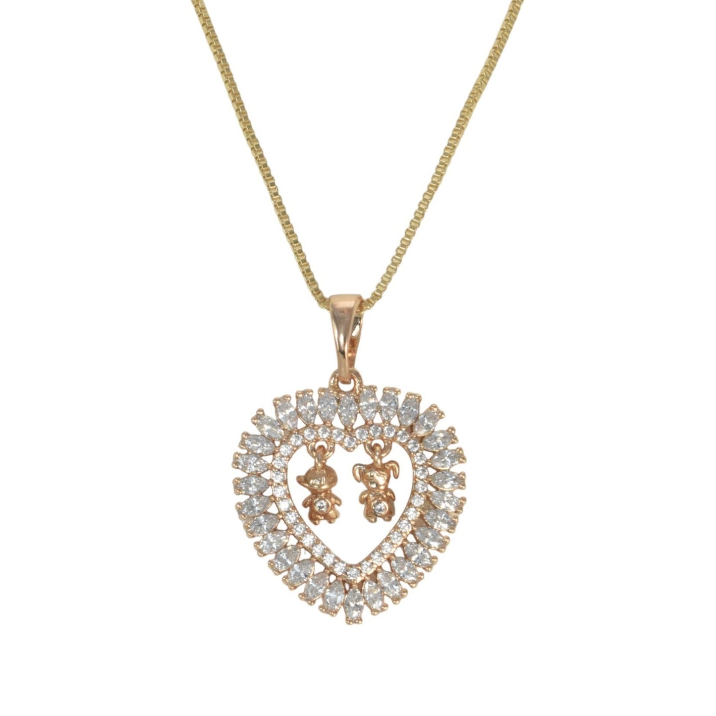 Gold Plated Heart Pendant Charm with CZ | Wholesale Jewelry