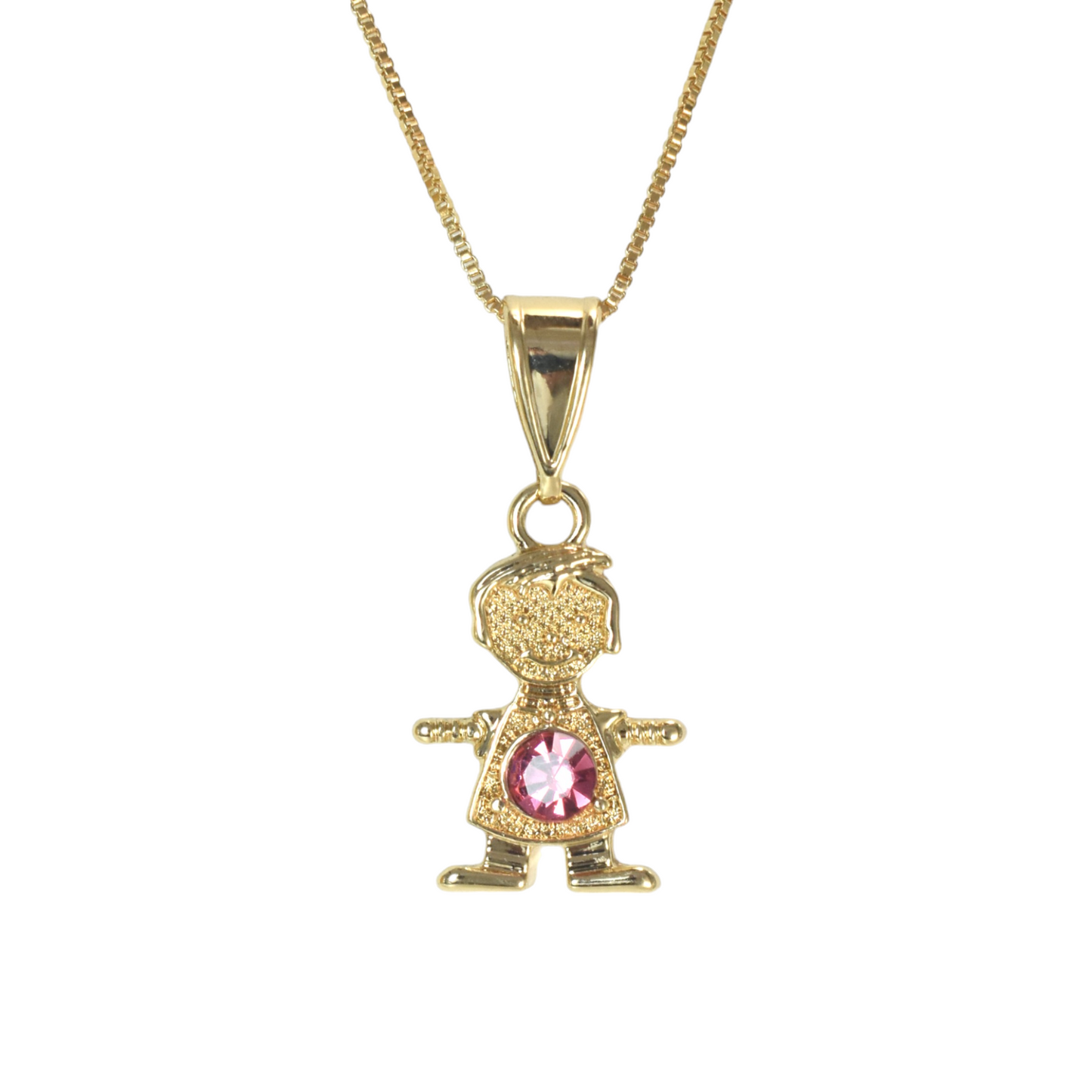 Gold Plated Kids Boys Pendant Charm with CZ, Niño Charm Pendant | Wholesale Jewelry