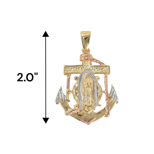 Gold Plated Virgin Mary Anchor Pendant Charm | Wholesale Jewelry - Amafhha Jewels