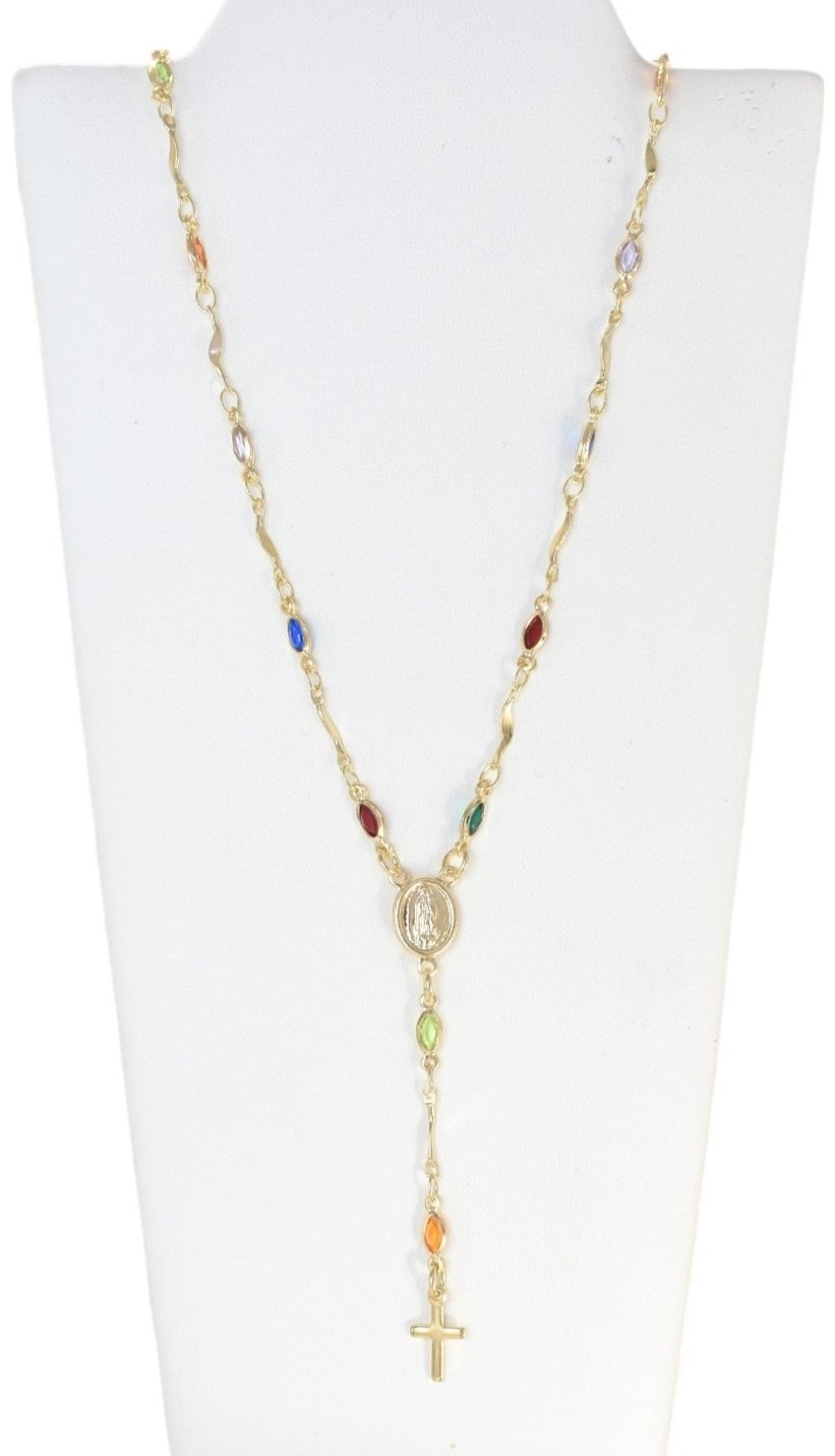 Gold Plated Rosary Pendant Necklace | Wholesale Jewelry