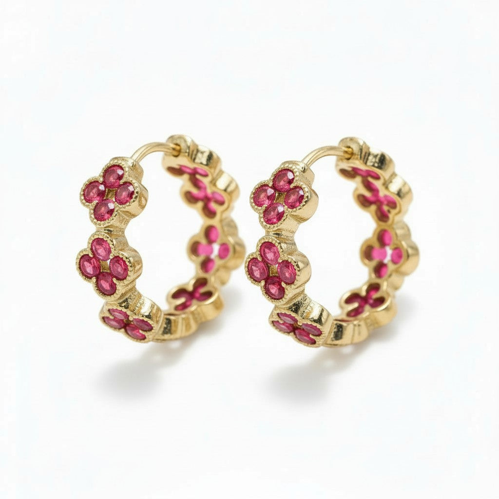 Gold Plated Multi Color Hoop Earrings