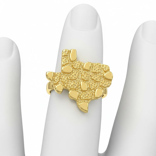 Gold Plated Texas Map Houston Edition Nugget Ring