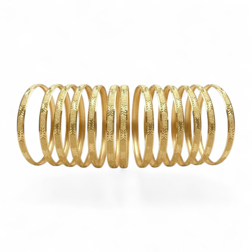 Gold Layered 6.5MM Textured Bangle Set (Pack of 12)