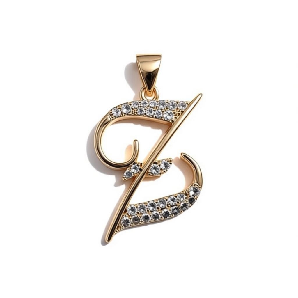Gold Plated A-Z Cursive Initial Pendants CZ