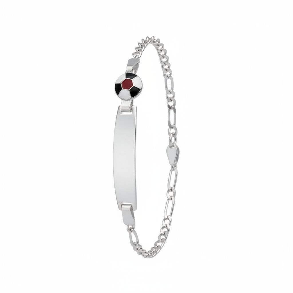 925 Sterling Silver Soccer ID Bracelet