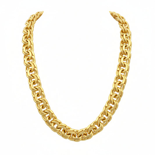 Gold Plated Chino Link Chain - Oro Laminado Tejido Necklace - Amafhha Jewels
