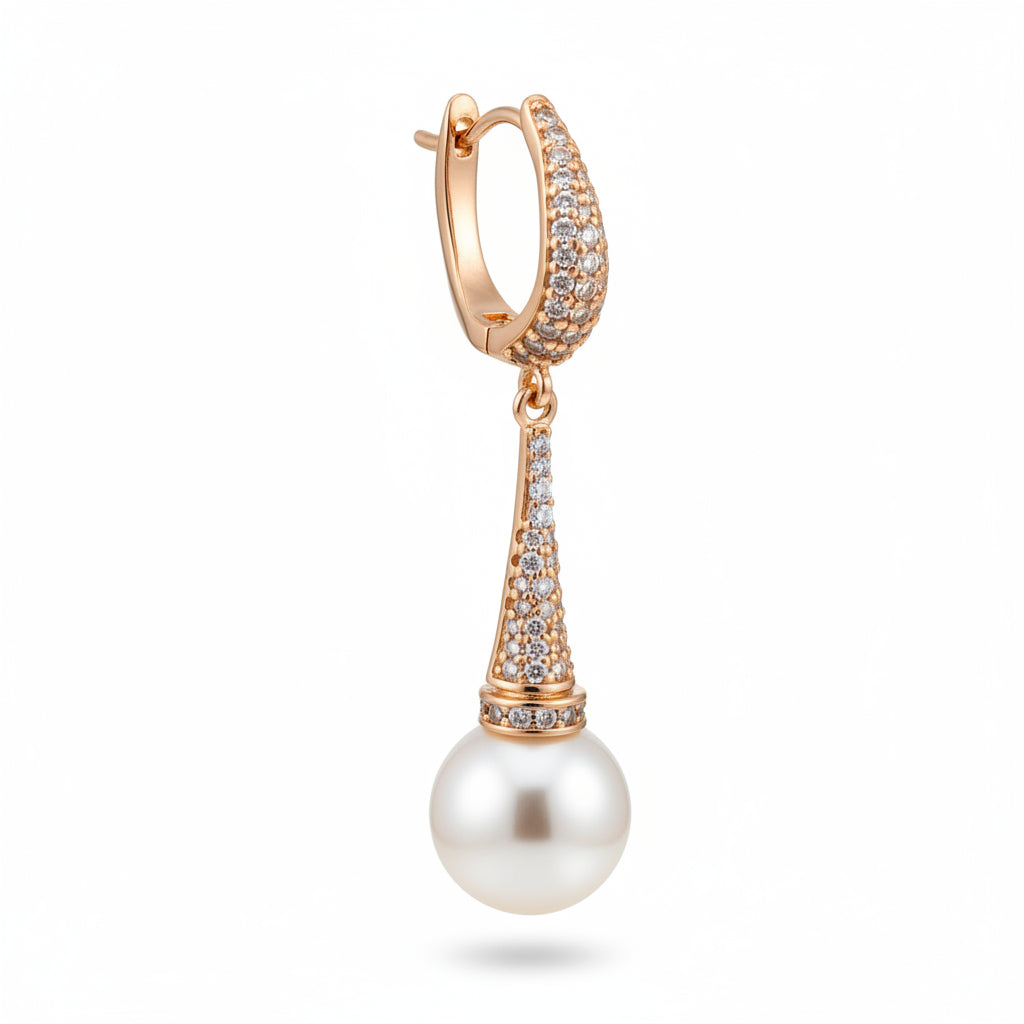 Gold Plated Tapered Pearl Drops Earrings - Amafhha Jewels