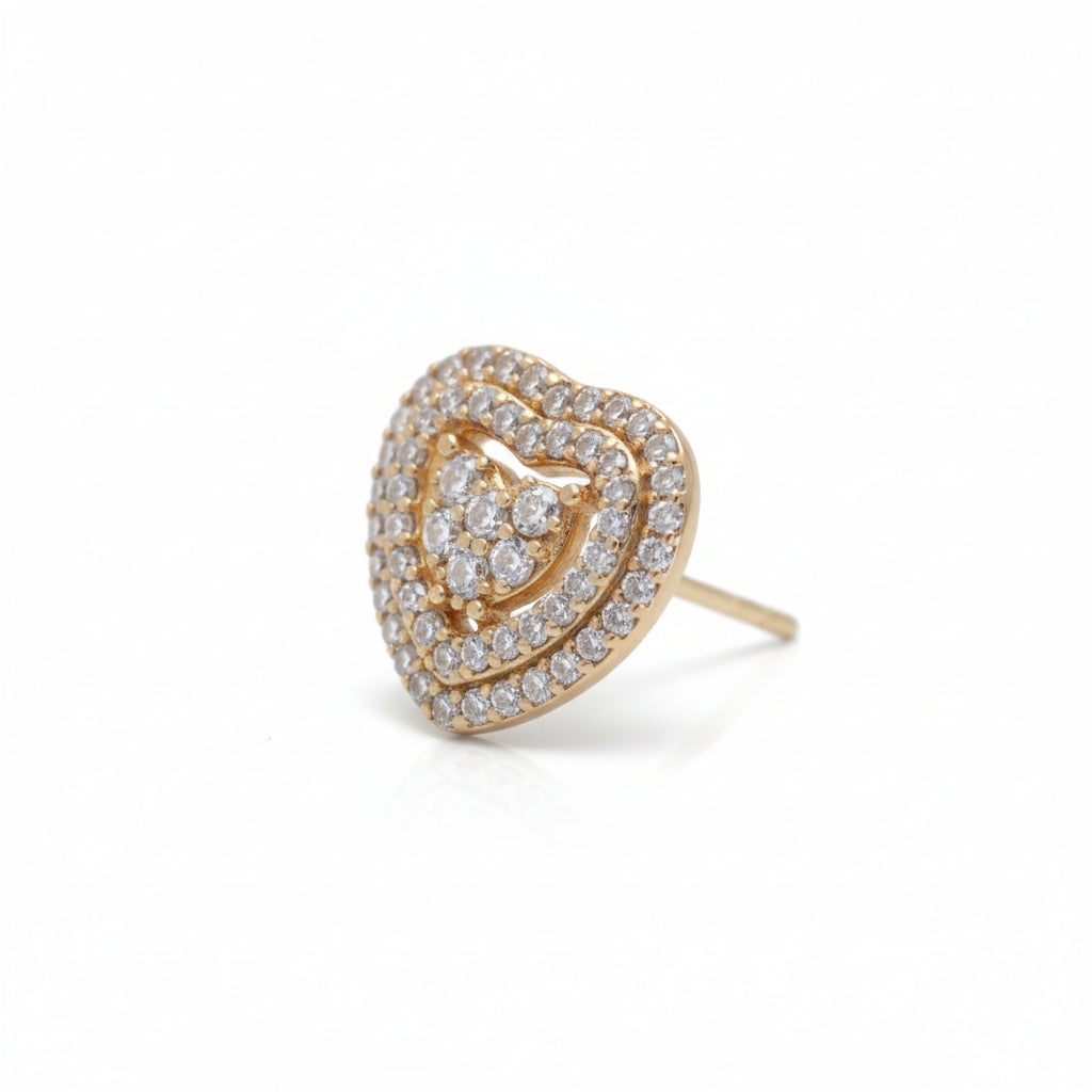 Sparkling Pave Triple Heart Stud Earrings - Amafhha Jewels