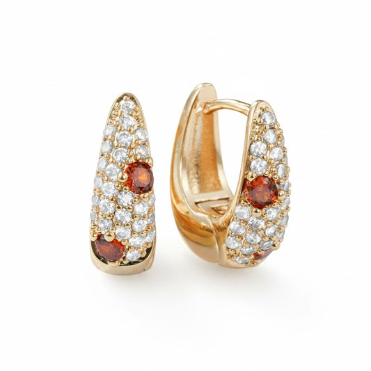 Gold-Plated Pave CZ Tapered Huggie Earrings - Available in 3 Colors