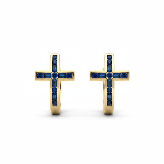 Gold Plated Religious Cross Huggies - Available in 4 Colors