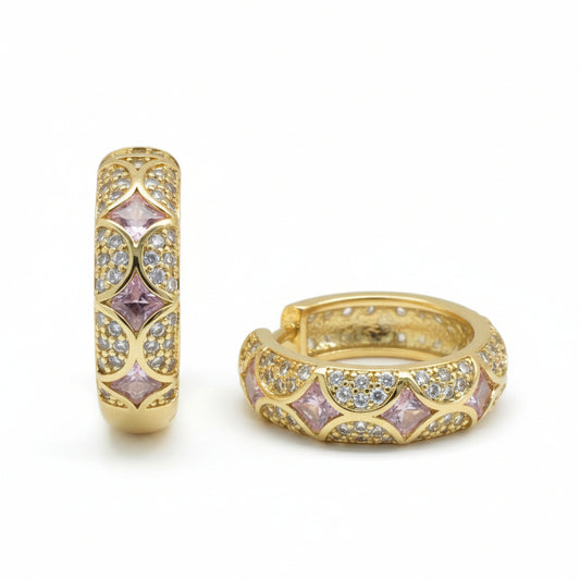 Geometric Lattice Huggie Earrings - Amafhha Jewels