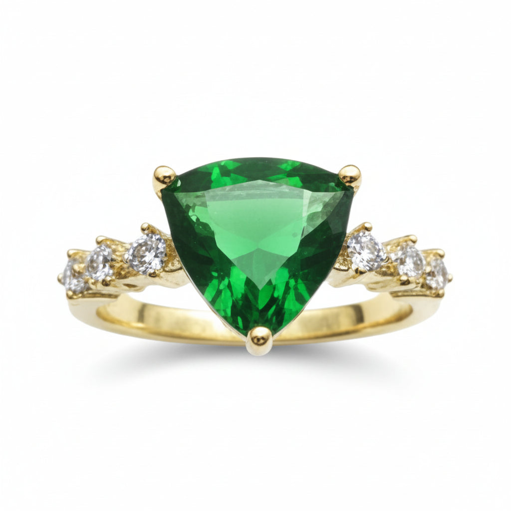 Trillion Cut Solitaire Halo Engagement Ring - Amafhha Jewels