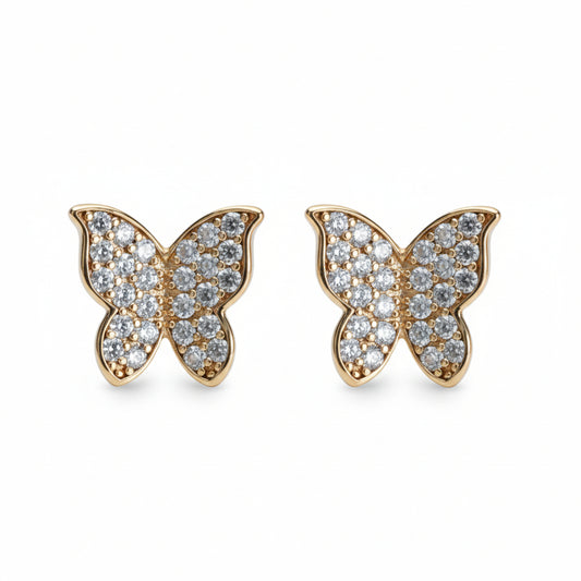 Radiant Crystal Butterfly Stud Earrings - Amafhha Jewels