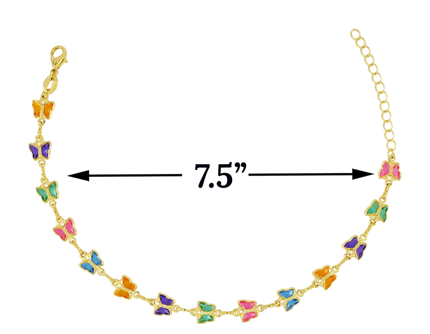 Gold Plated Multicolor Butterfly Bracelet for Ladies