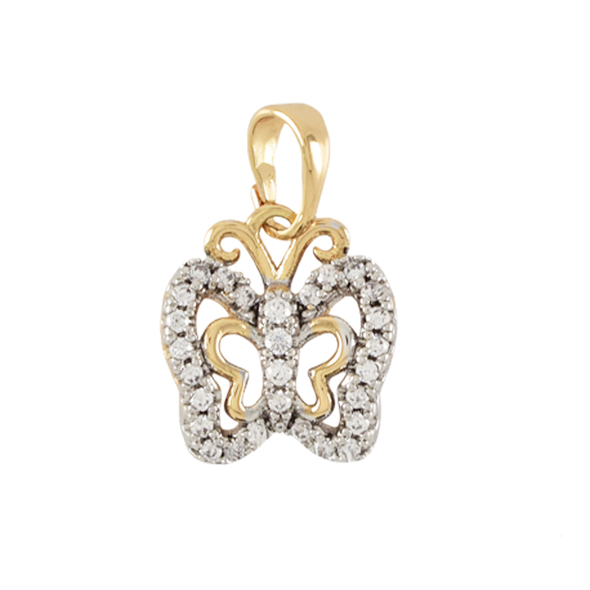 Gold Plated Butterfly Pendant Charm With CZ | Wholesale Jewelry