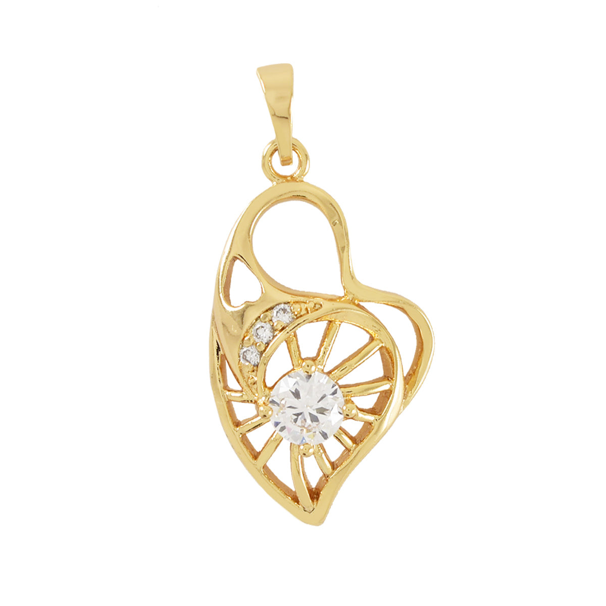 Gold Plated Heart Pendant Charm With CZ | Wholesale Jewelry