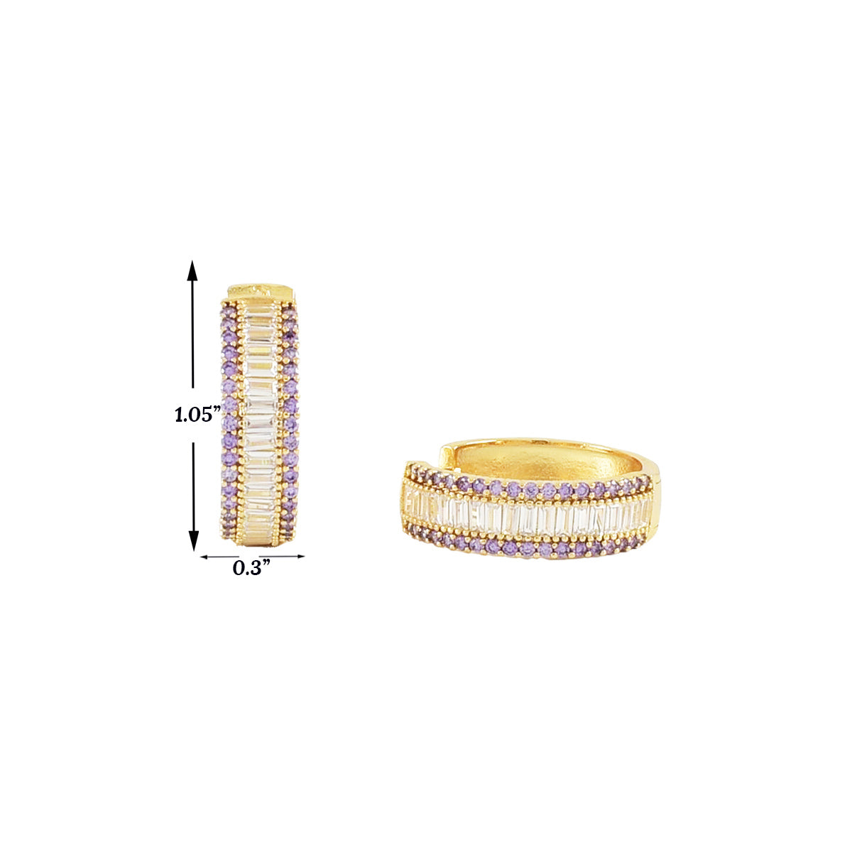 Gold Plated Huggies Earrings with CZ | Wholesale Jewelry