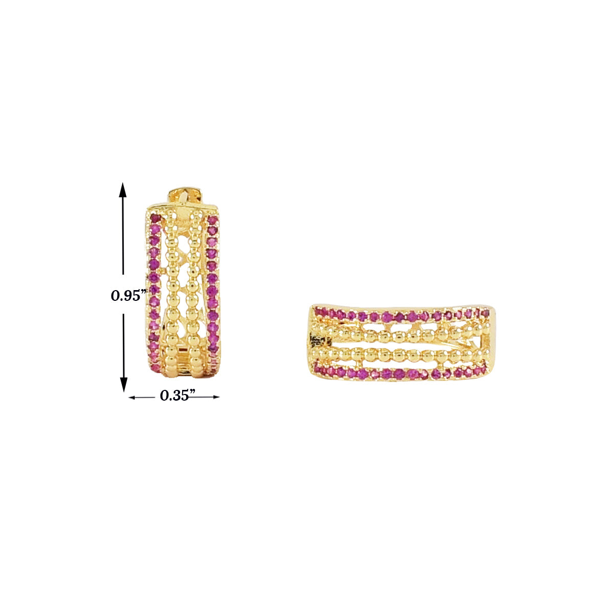 Gold Plated Huggies Earrings with CZ | Wholesale Jewelry