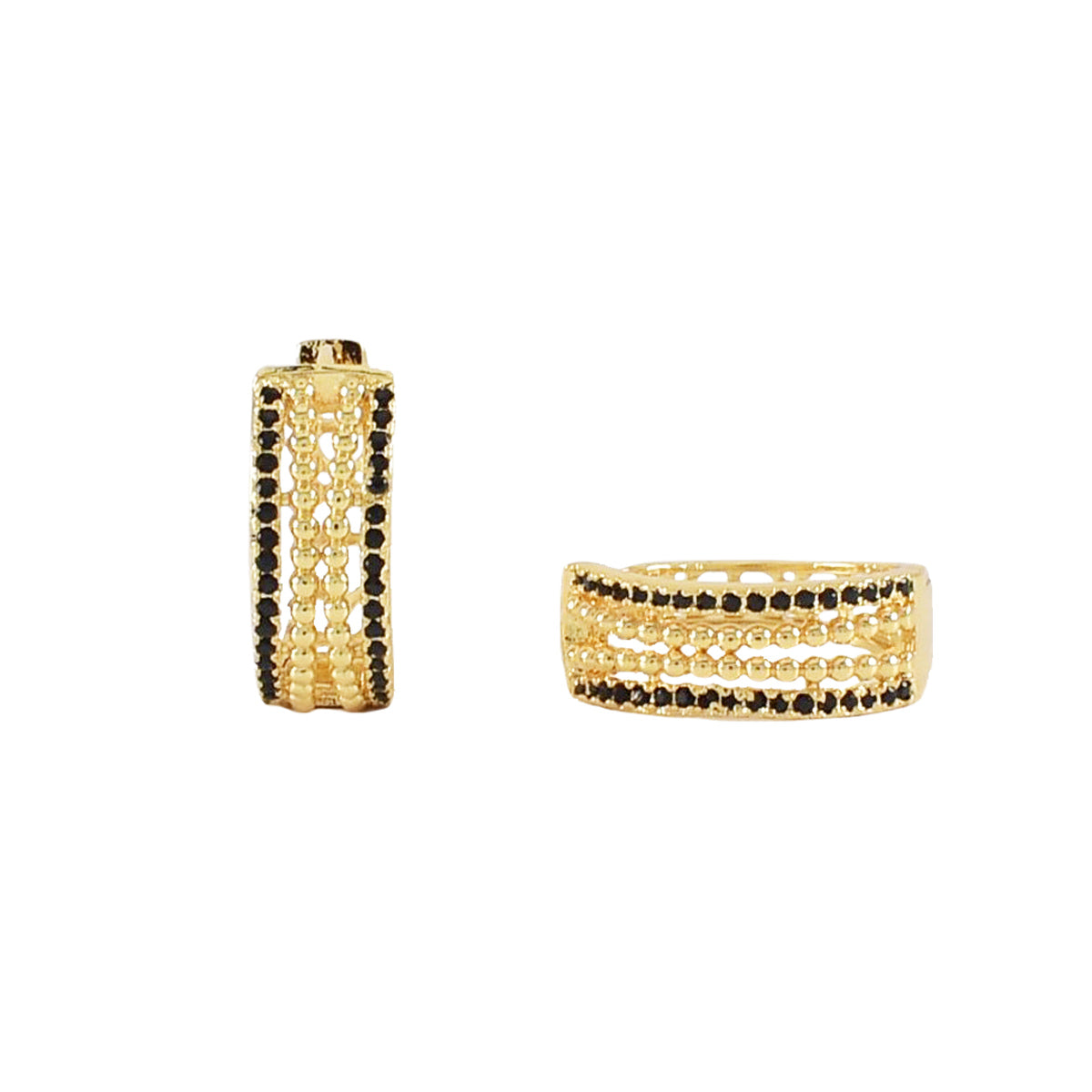 Gold Plated Huggies Earrings with CZ | Wholesale Jewelry