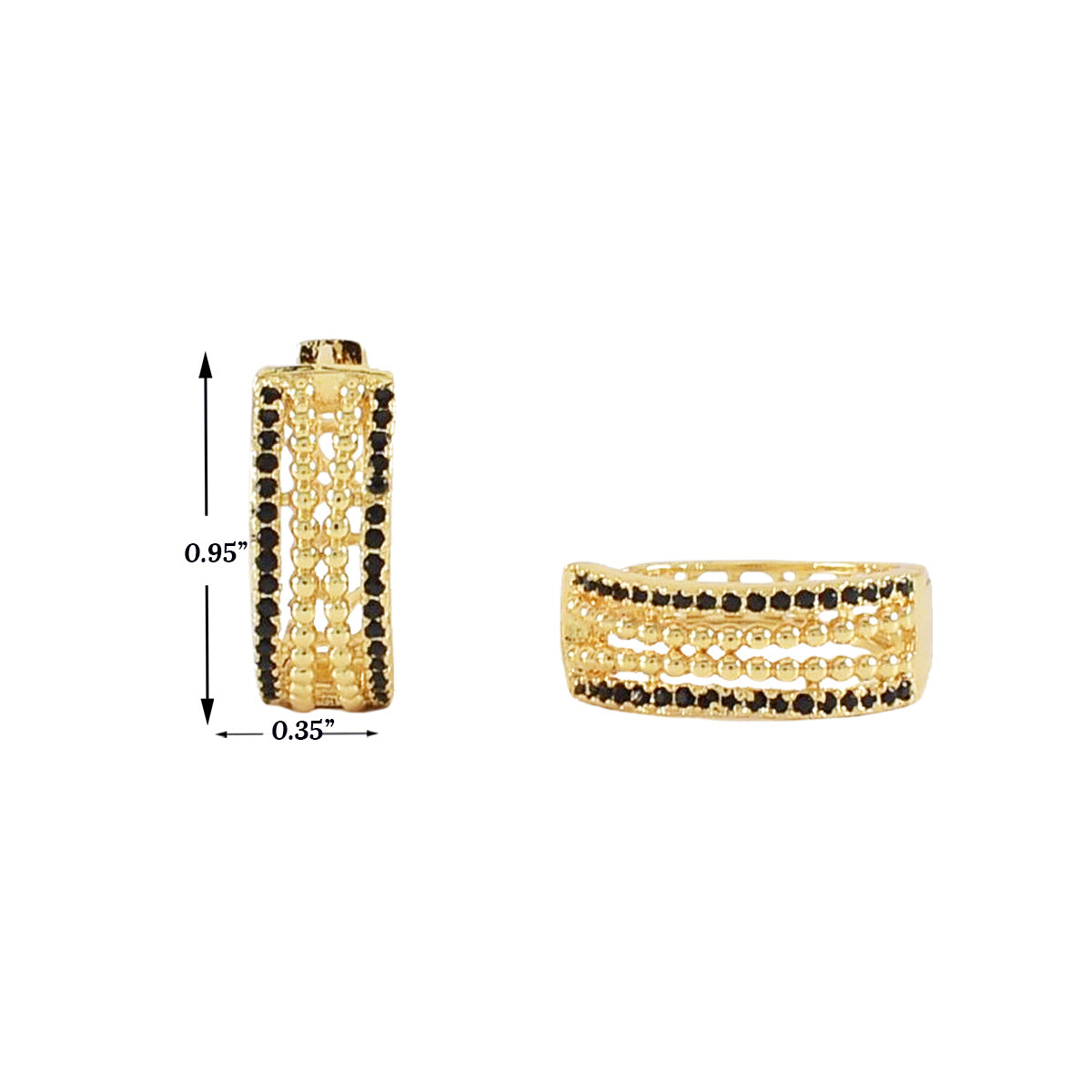 Gold Plated Huggies Earrings with CZ | Wholesale Jewelry