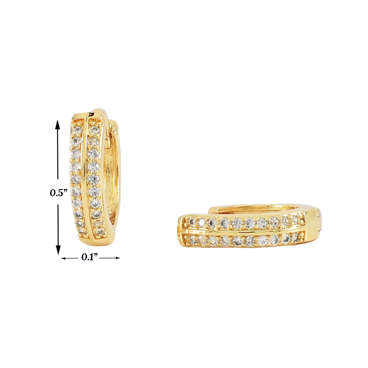 Gold Plated Huggies Earrings with CZ | Wholesale Jewelry