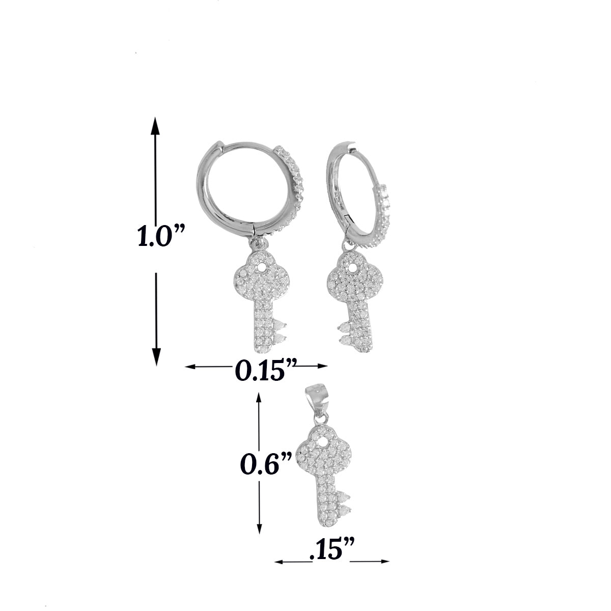 925 Sterling Silver Key Set for Ladies