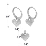 Micropave Style Heart 925 Sterling Silver Ladies Set