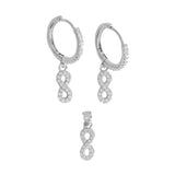 Infinity 925 Sterling Silver Ladies Set-Huggie Hoop Earrings