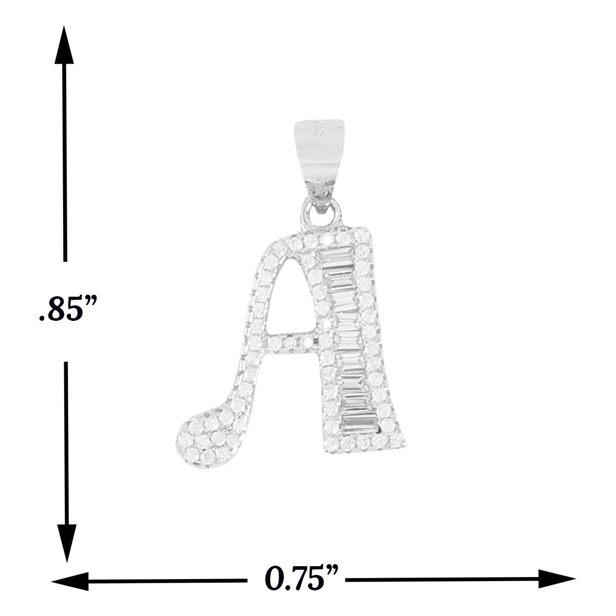 925 Sterling Silver Alphabet Pendant A | Wholesale Jewelry