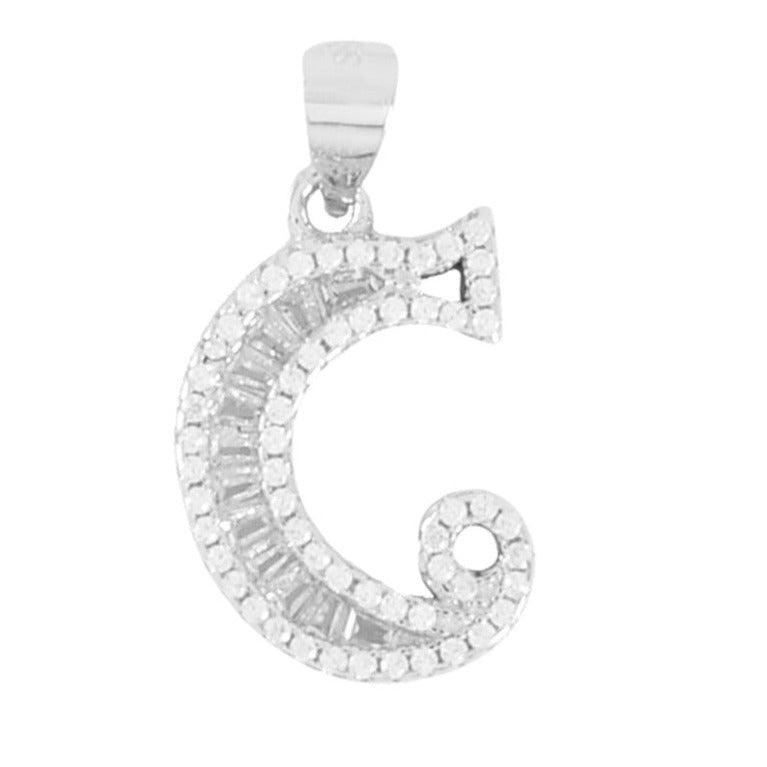 925 Sterling Silver Alphabet Pendant C | Wholesale Jewelry