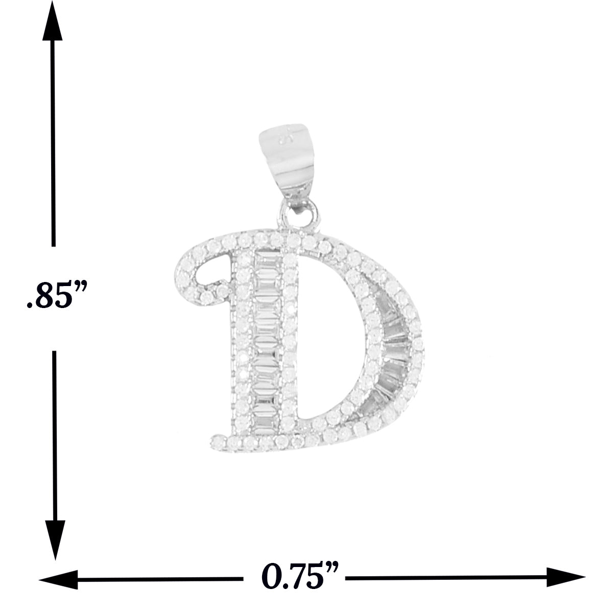 925 Sterling Silver Alphabet Pendant D | Wholesale Jewelry