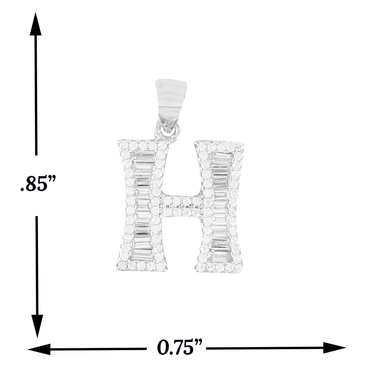 925 Sterling Silver Alphabet Pendant H | Wholesale Jewelry