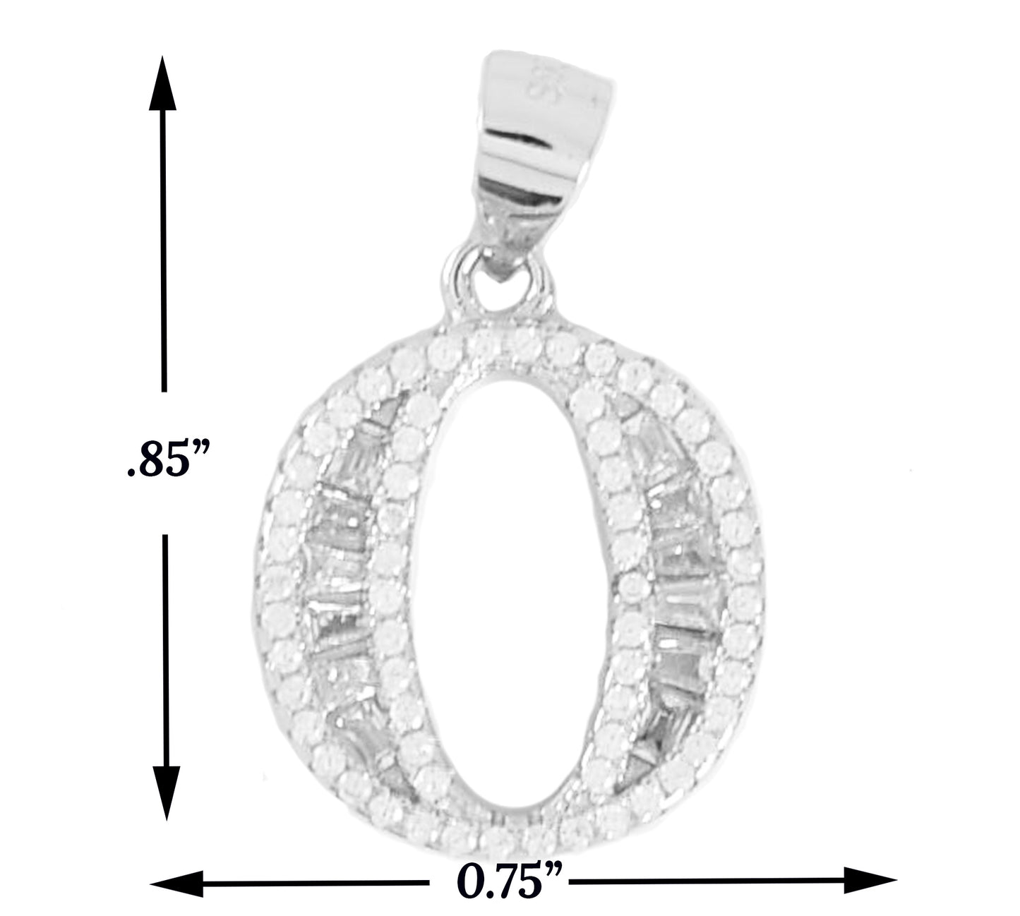 925 Sterling Silver Alphabet Pendant O | Wholesale Jewelry
