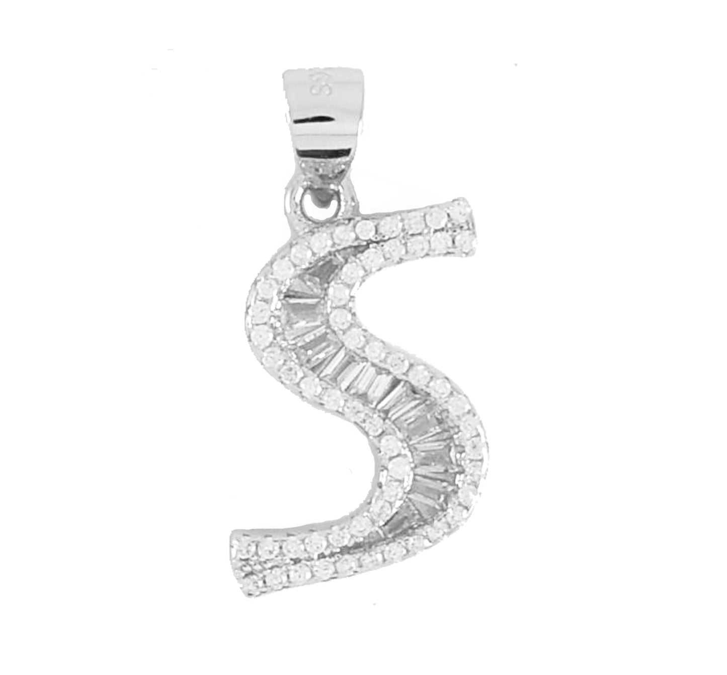 925 Sterling Silver Alphabet Pendant S | Wholesale Jewelry